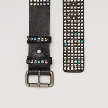 Upload the image to the Gallery viewer, CABOCHON EDITION BELT | ALTEZZA 4,0 CM | 6 FILE DI BORCHIE MISTE ARGENTO + CABOCHON TURCHESI | LIMITED EDITION