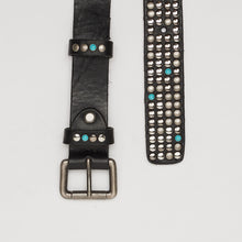 Upload the image to the Gallery viewer, CABOCHON EDITION BELT | ALTEZZA 3,0 CM | 4 FILE DI BORCHIE MISTE ARGENTO + CABOCHON TURCHESI | LIMITED EDITION