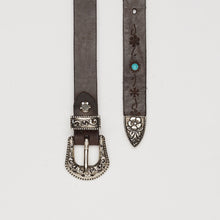 Carica l'immagine nel visualizzatore di Gallery, CINTURA TEXANA TESTA MORO | ALTEZZA 2 CM | INCISIONI LASER + CABOCHON TURCHESI