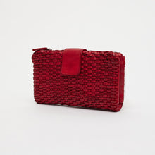Upload the image to the Gallery viewer, PORTAFOGLIO ROSSO | IN VERA PELLE | INTRECCIATA | GRANDE