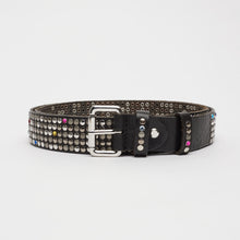 Carica l'immagine nel visualizzatore di Gallery, SWAROVSKI EDITION BELT | ALTEZZA 3,5 CM | 5 FILE DI BORCHIE MISTE ARGENTO + SWAROVSKI | LIMITED EDITION