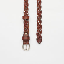 Upload the image to the Gallery viewer, CINTURA INTRECCIATA CUOIO CON BORCHIE | 3 FILI | ALTEZZA 1,50 CM