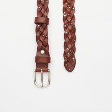 Upload the image to the Gallery viewer, CINTURA INTRECCIATA CUOIO CON BORCHIE | 4 FILI | ALTEZZA 2,50 CM