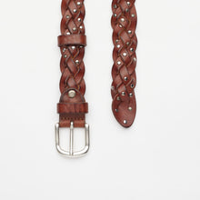 Upload the image to the Gallery viewer, CINTURA INTRECCIATA CUOIO CON BORCHIE | 4 FILI | ALTEZZA 3 CM