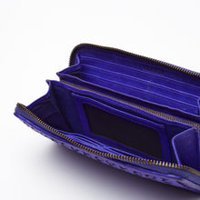 Upload the image to the Gallery viewer, BLUE WALLET | IN GENUINE LEATHER | BRAIDED | GREAT