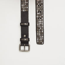 Upload the image to the Gallery viewer, BLACK STUDDED BELT | HEIGHT 3 CM | 4 ROWS OF MIXED STUDS