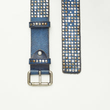 Upload the image to the Gallery viewer, BLUE STUDDED BELT | HEIGHT 4 CM | 6 ROWS OF MIXED STUDS