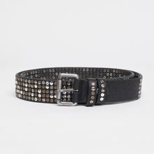 Upload the image to the Gallery viewer, BLACK STUDDED BELT | HEIGHT 3.50 CM | 5 ROWS OF MIXED STUDS