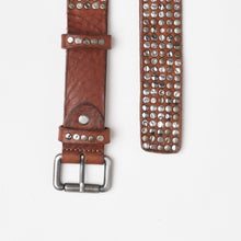 Upload the image to the Gallery viewer, LEATHER STUDDED BELT | HEIGHT 3.50 CM | 5 ROWS OF MIXED STUDS