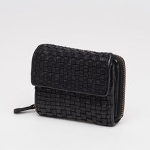 Upload the image to the Gallery viewer, BLACK WALLET | IN GENUINE LEATHER | BRAIDED | MEDIUM