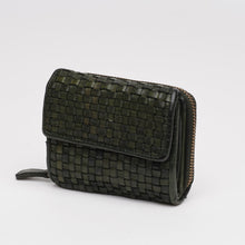 Upload the image to the Gallery viewer, GREEN WALLET | IN GENUINE LEATHER | BRAIDED | MEDIUM