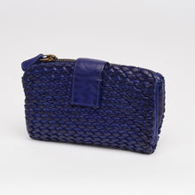 Upload the image to the Gallery viewer, BLUE WALLET | IN GENUINE LEATHER | BRAIDED | GREAT