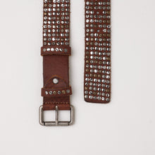 Upload the image to the Gallery viewer, LEATHER STUDDED BELT | HEIGHT 4 CM | 6 ROWS OF MIXED STUDS