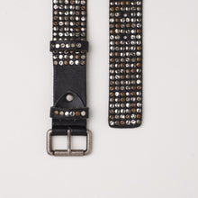 Upload the image to the Gallery viewer, BLACK STUDDED BELT | HEIGHT 4.00 CM | 6 ROWS OF MIXED STUDS