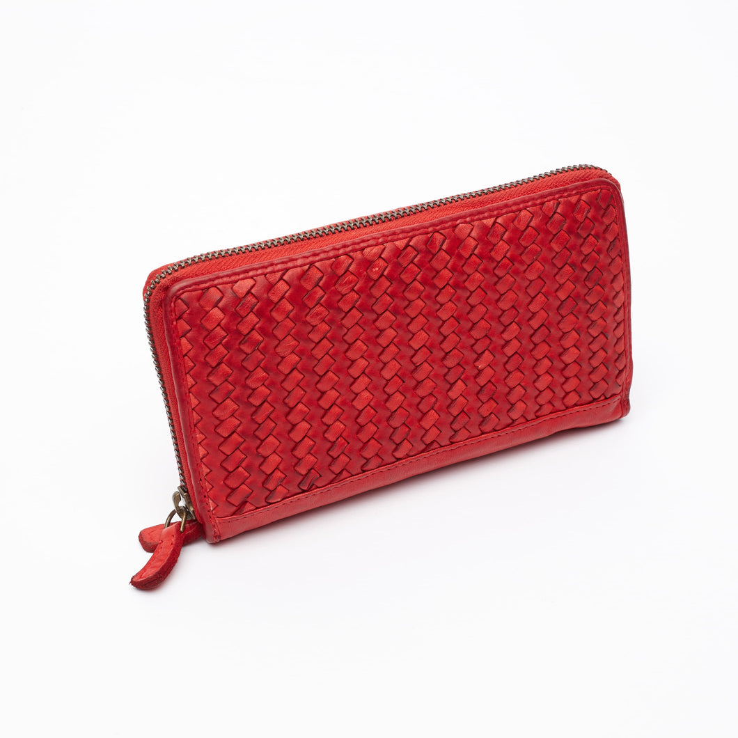 RED WALLET | IN GENUINE LEATHER | BRAIDED | GREAT