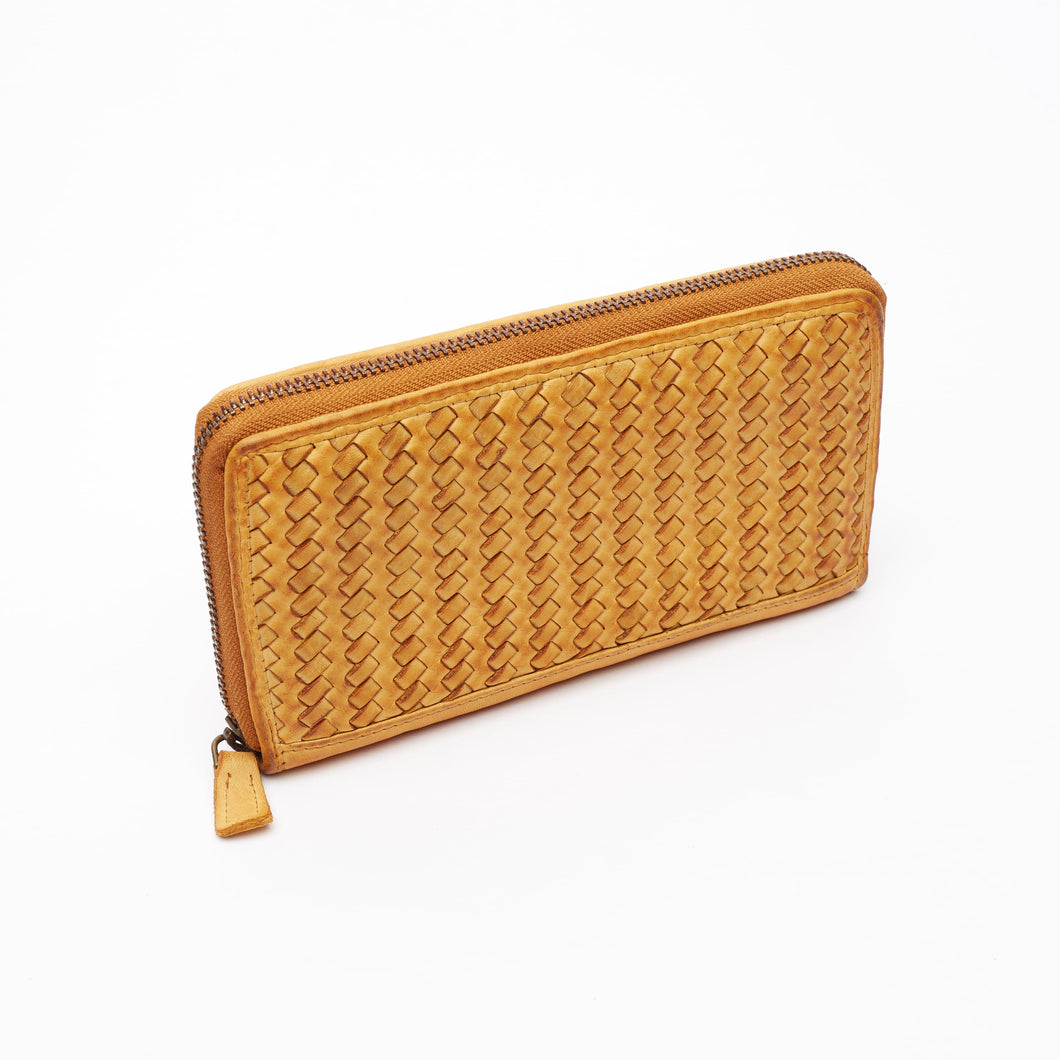 YELLOW WALLET | IN GENUINE LEATHER | BRAIDED | GREAT