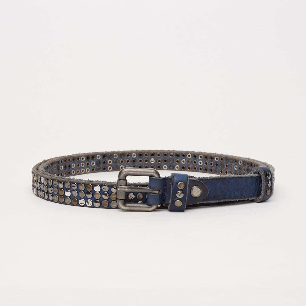 BLUE STUDDED BELT | HEIGHT 2 CM | 3 ROWS OF MIXED STUDS