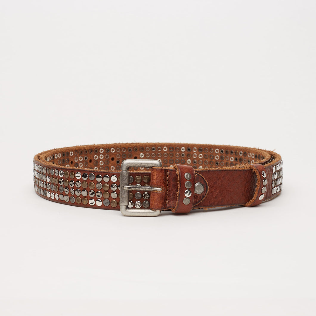 LEATHER STUDDED BELT | HEIGHT 3 CM | 4 ROWS OF MIXED STUDS