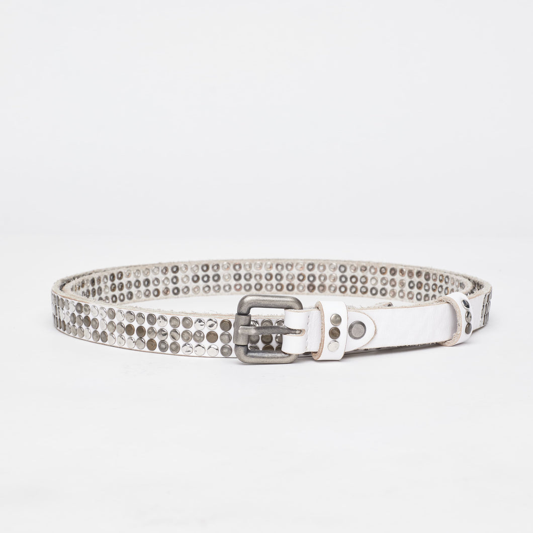 WHITE STUDDED BELT | HEIGHT 2 CM | 3 ROWS OF MIXED STUDS