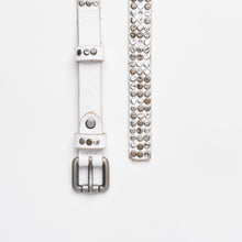 Upload the image to the Gallery viewer, WHITE STUDDED BELT | HEIGHT 2 CM | 3 ROWS OF MIXED STUDS
