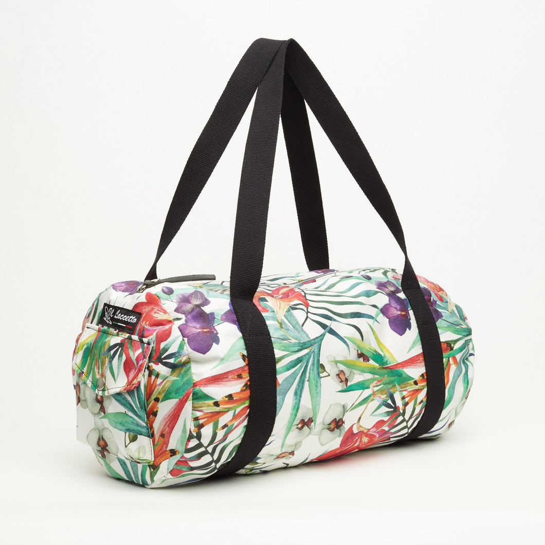 WHITE CLOTH BAG | LEAVES AND FLOWERS