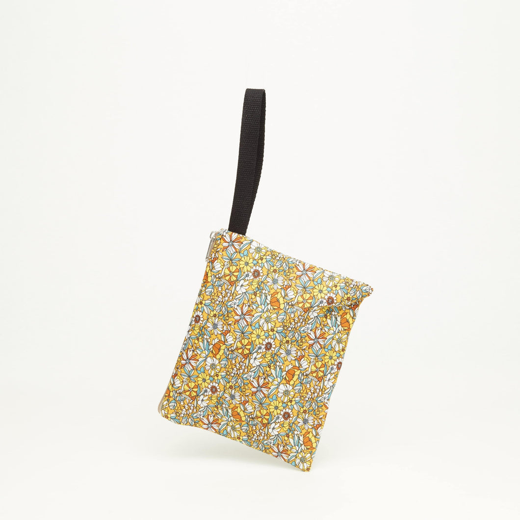 CLUTCH WITH CLOTH HANDLE | FLORAL YELLOW