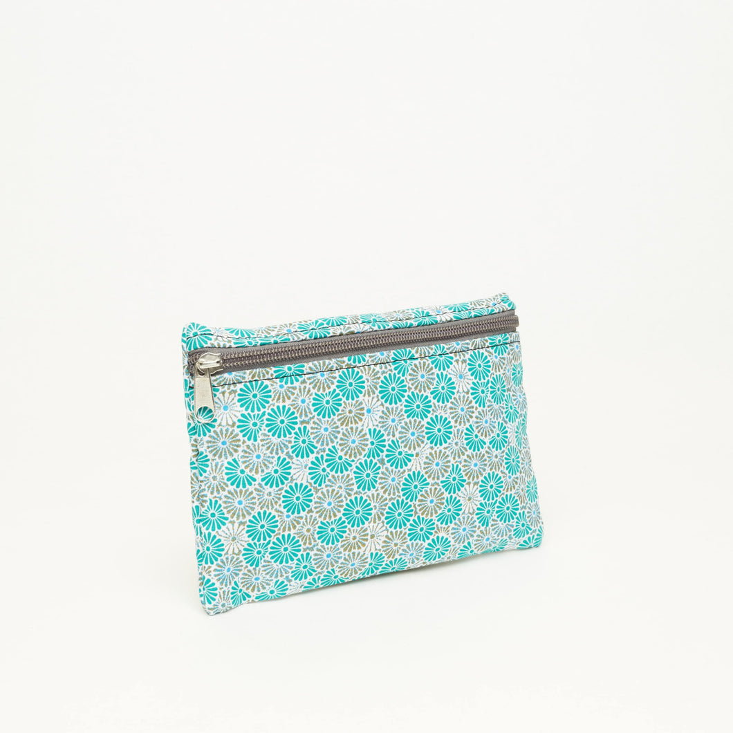 CLOTH CLUTCH | ETHNIC WITH LITTLE BLUE AND GRAY FLOWERS
