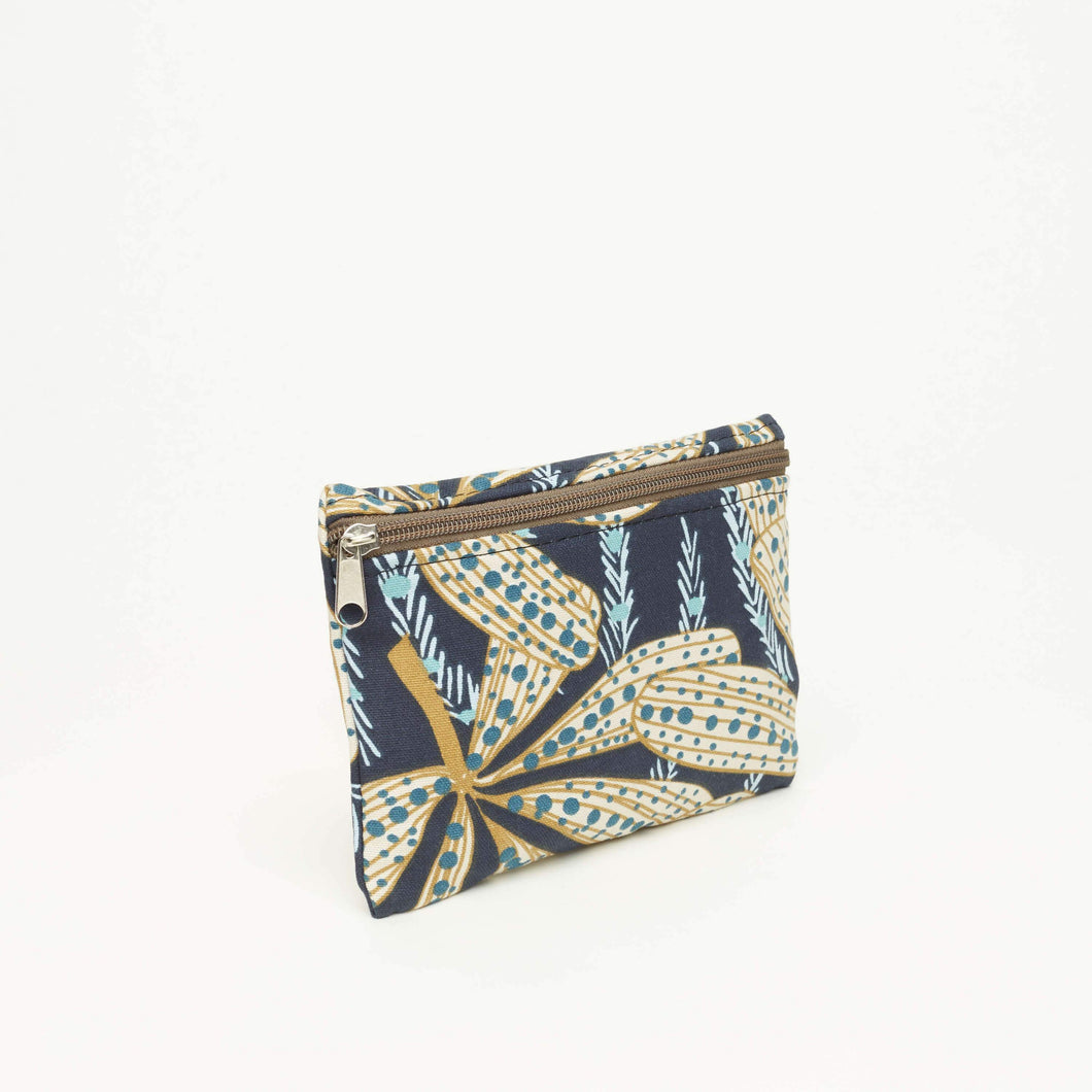 CLOTH CLUTCH | BLUE WITH YELLOW LEAVES