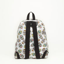 Upload the image to the Gallery viewer, CLOTH BACKPACK | WHITE WITH SKULLS
