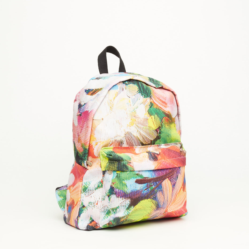 CLOTH BACKPACK | MULTICOLOR WITH PAINTED EFFECT FLOWERS