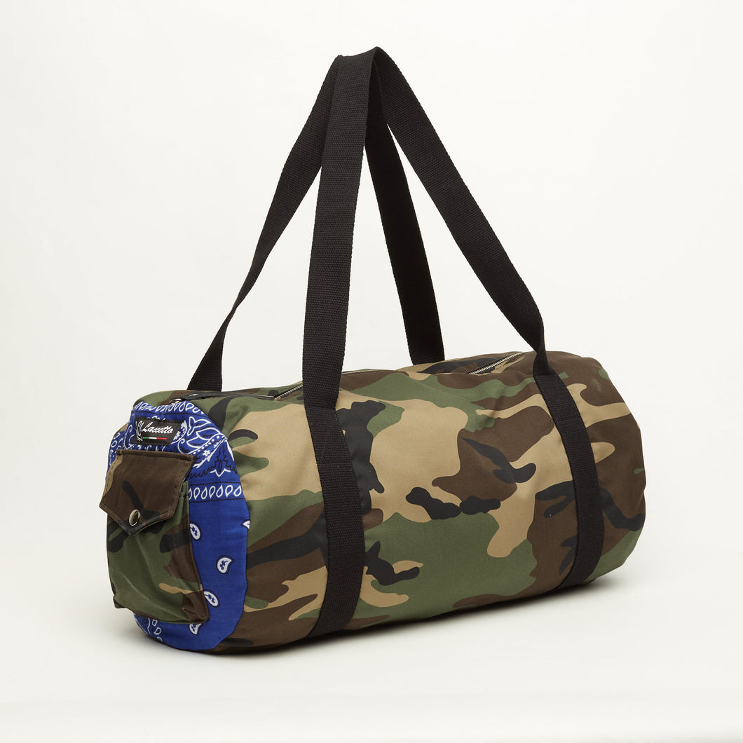 MILITARY BAG WITH BLUE BANDANA INSERTS | IN CLOTH |
