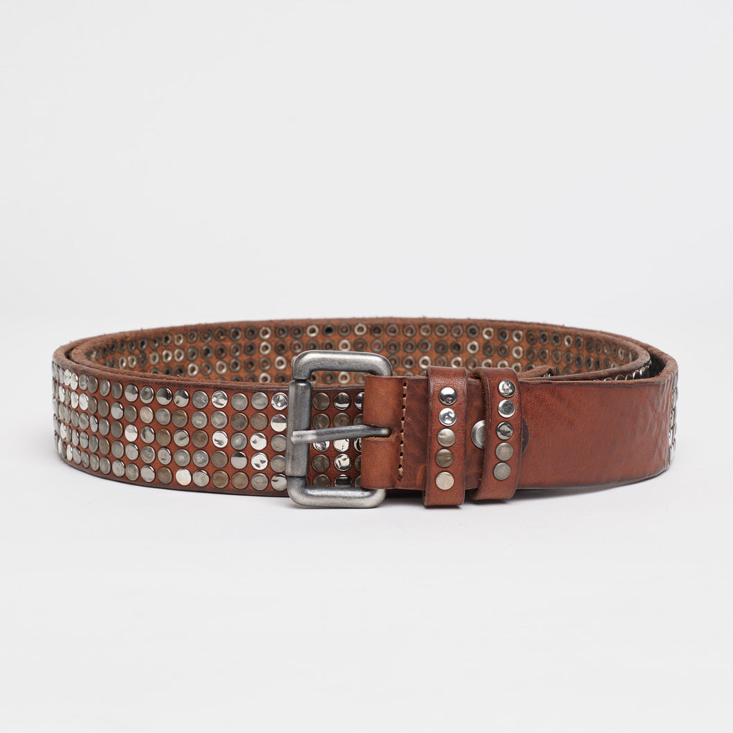 LEATHER STUDDED BELT | HEIGHT 3.50 CM | 5 ROWS OF MIXED STUDS