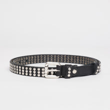 Upload the image to the Gallery viewer, BLACK STUDDED BELT | HEIGHT 2 CM | 3 ROWS OF SILVER STUDS
