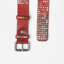 Upload the image to the Gallery viewer, RED STUDDED BELT | HEIGHT 3.50 CM | 5 ROWS OF MIXED STUDS
