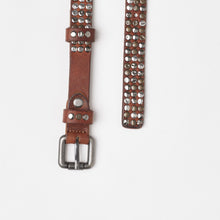 Upload the image to the Gallery viewer, LEATHER STUDDED BELT | HEIGHT 2 CM | 3 ROWS OF MIXED STUDS
