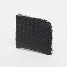 Upload the image to the Gallery viewer, BLACK WALLET | IN WOVEN FAUX LEATHER 1
