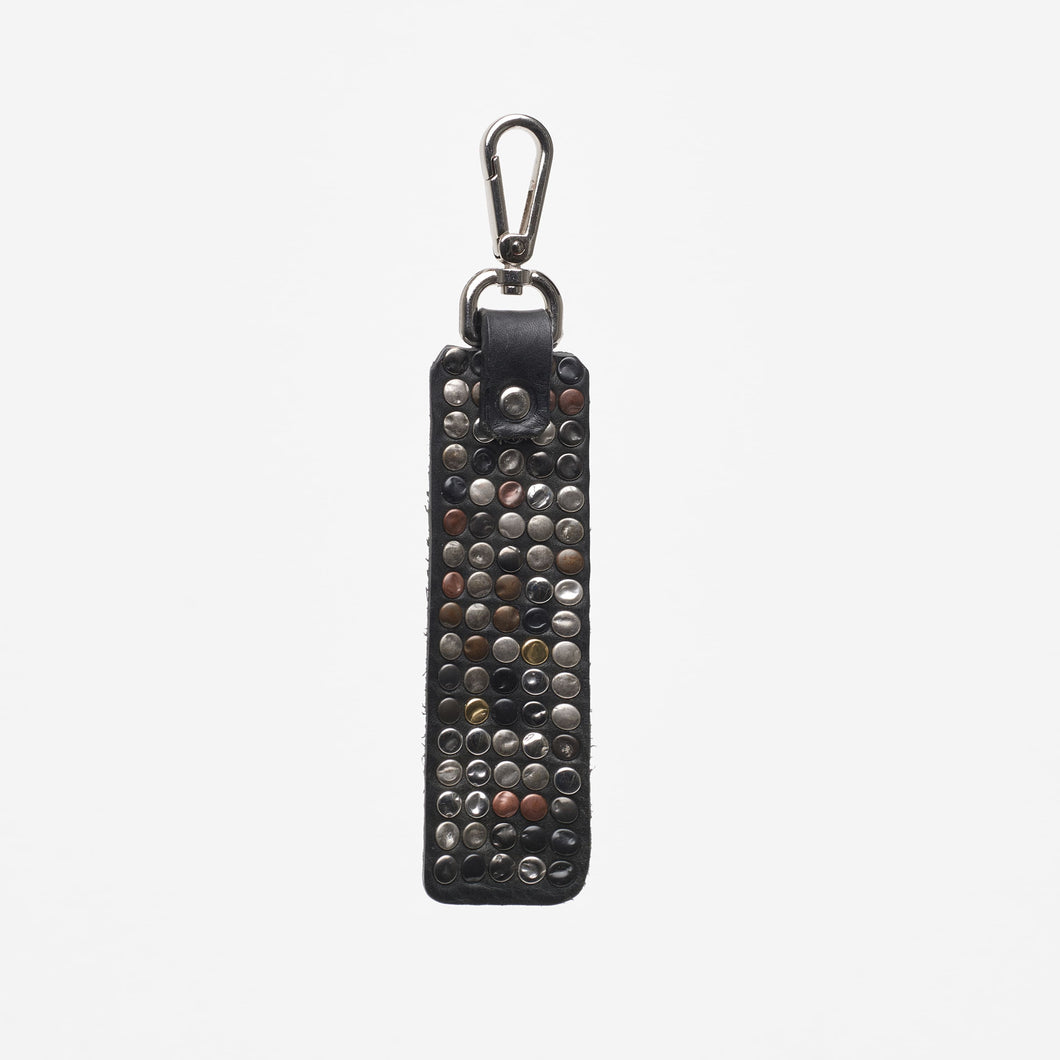 BLACK KEYCHAIN | REAL LEATHER | STUDDED