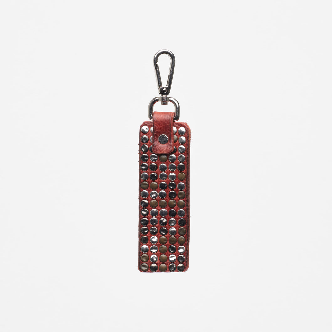 RED KEYCHAIN | REAL LEATHER | STUDDED