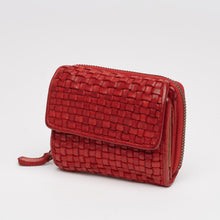 Upload the image to the Gallery viewer, RED WALLET | IN GENUINE LEATHER | BRAIDED | MEDIUM

