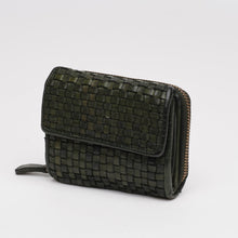 Upload the image to the Gallery viewer, GREEN WALLET | IN GENUINE LEATHER | BRAIDED | MEDIUM

