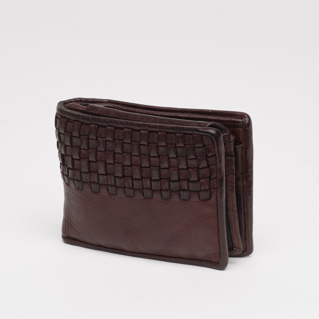 BROWN WALLET | IN GENUINE LEATHER | BRAIDED | MAN