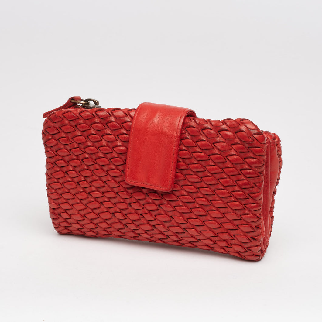 RED WALLET | IN GENUINE LEATHER | BRAIDED | GREAT