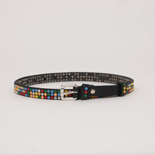 Upload the image to the Gallery viewer, BLACK STUDDED BELT | HEIGHT 2 CM | 3 ROWS OF COLORED STUDS
