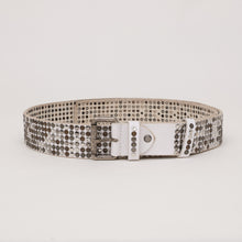 Upload the image to the Gallery viewer, WHITE STUDDED BELT | HEIGHT 4 CM | 6 ROWS OF MIXED STUDS
