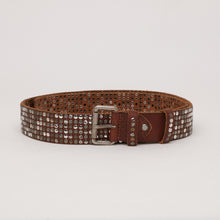 Upload the image to the Gallery viewer, LEATHER STUDDED BELT | HEIGHT 4 CM | 6 ROWS OF MIXED STUDS

