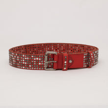 Upload the image to the Gallery viewer, RED STUDDED BELT | HEIGHT 4 CM | 6 ROWS OF MIXED STUDS
