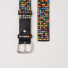 Upload the image to the Gallery viewer, BLACK STUDDED BELT | HEIGHT 4 CM | 6 ROWS OF COLORED STUDS
